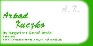 arpad kuczko business card